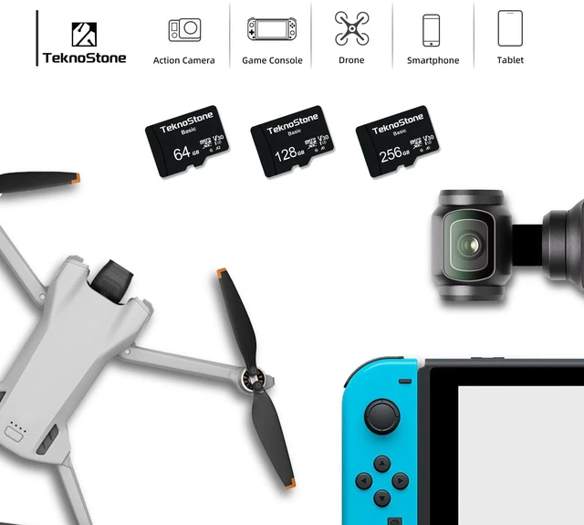 Alt view image 3 of 5 - TEKNOSTONE 128GB Basic MicroSDXC TF Memory Card with Adapter 5 Packs