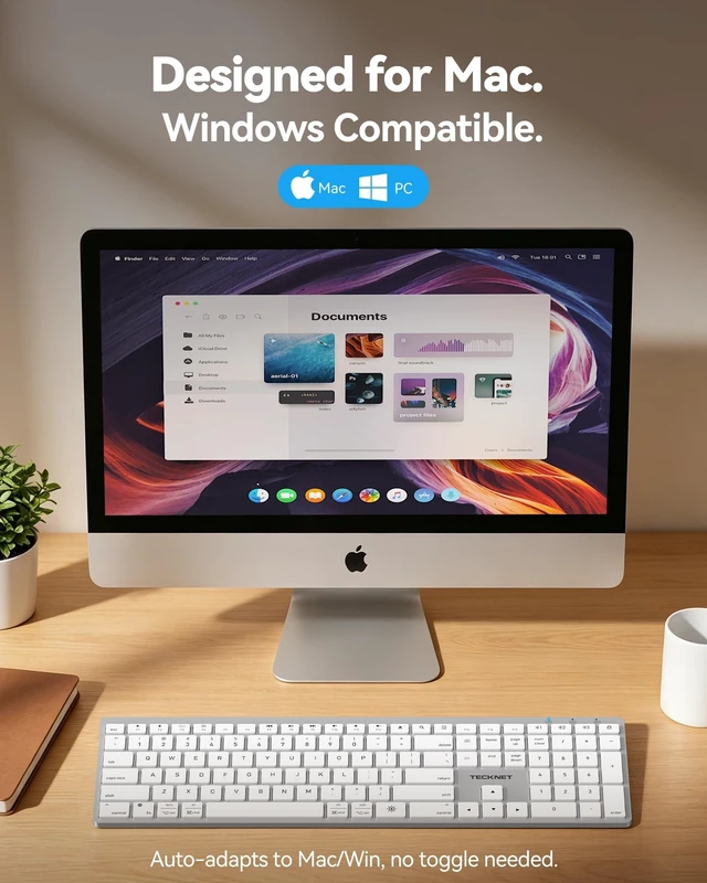 Alt view image 3 of 5 - TECKNET Premium Bluetooth Keyboard for Mac, MacBook Pro/Air, iMac, White
