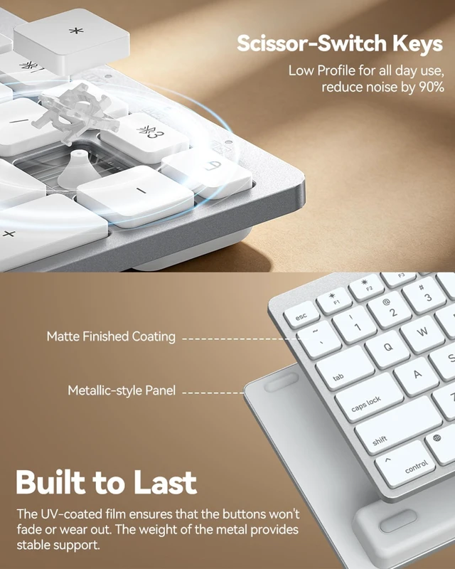 Alt view image 5 of 5 - TECKNET Premium Bluetooth Keyboard for Mac, MacBook Pro/Air, iMac, White