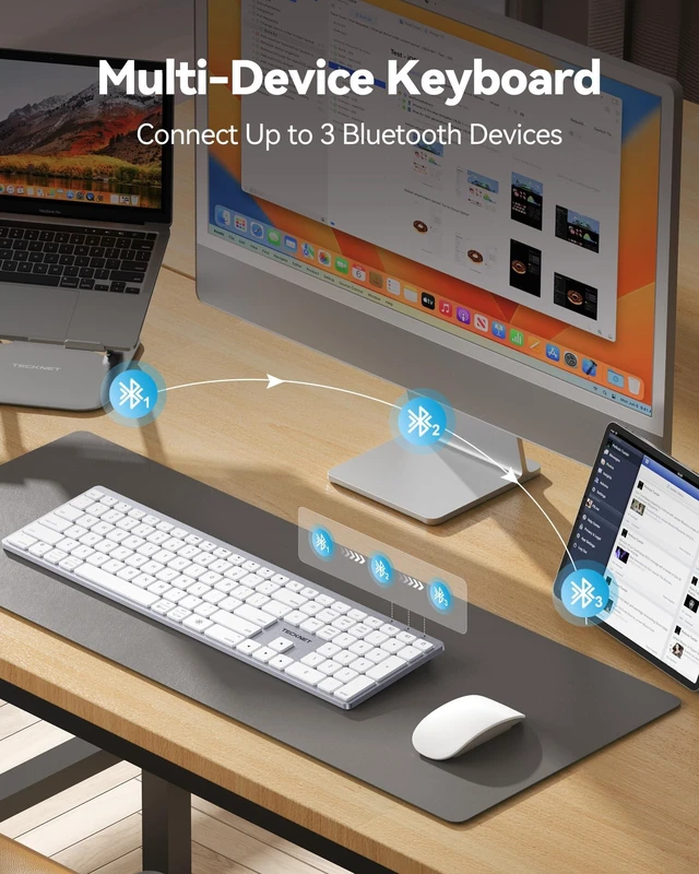 Alt view image 2 of 5 - TECKNET Premium Bluetooth Keyboard for Mac, MacBook Pro/Air, iMac, White