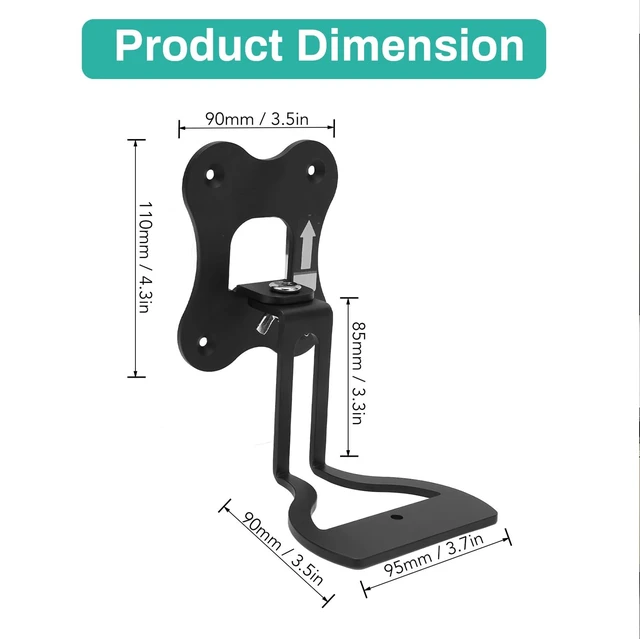 Alt view image 2 of 5 - LICAEVEY Speaker Wall Mount Bracket, Rotatable Stable Thicken Metal Space Saving Speaker Accessory for (Black and White) (Black)