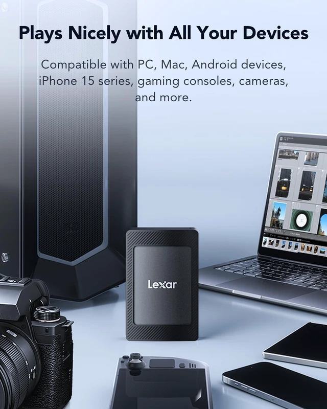 Alt view image 5 of 5 - LEXAR SL500 2TB External SSD USB 3.2 GEN 2X2 Type-C Solid State Drive - Black