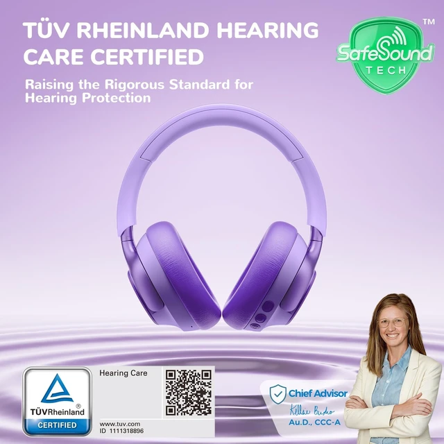 Alt view image 2 of 5 - iClever Q950 Hearing Care Certified Noise Cancelling Headphones for Kids