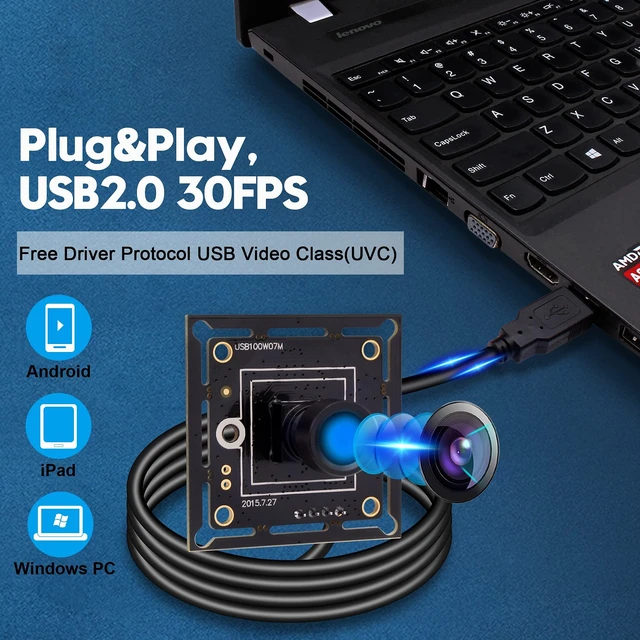 Alt view image 3 of 5 - IFWATER USB Camera 720P Webcam 100 Degree Wide Angle Lens USB Camera Module for Computer Mini UVC Industrial Embedded Webcam Board USB2.0 High Speed Plug and Play for Industrial Machine Vision