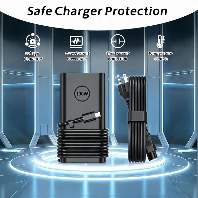 Alt view image 3 of 5 - 100W USB-C Laptop Charger Compatible with Dell Precision 5680 5750