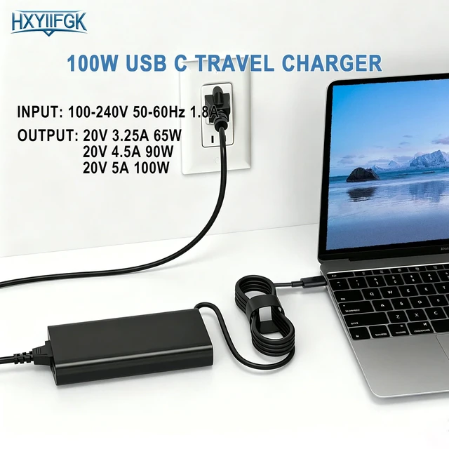 Alt view image 4 of 5 - 100W USB-C Laptop Charger Compatible with Dell Precision 5680 5750