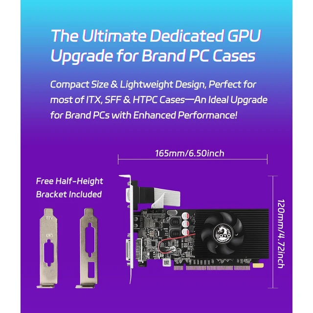 Alt view image 4 of 5 - SOYO GeForce GT 610 2GB GDDR3 Low Profile Graphics Card,HDMI/VGA/DVI Port