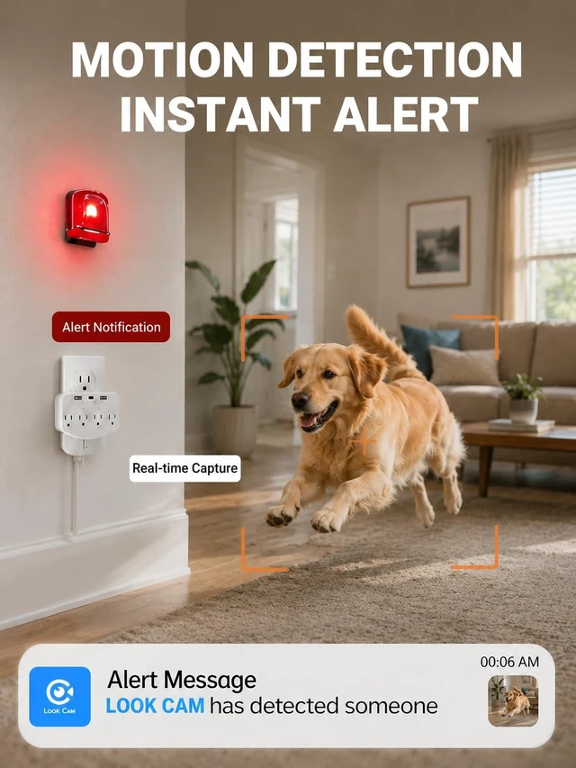 Alt view image 2 of 5 - Kestanlora Latest 4K Hidden Camera WiFi, Wireless Spy Cam Wall Outlet with Motion Detection, Loop Recording,No Audio Indoor Nanny Cameras for Home Security/Office
