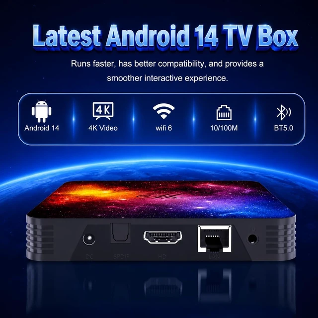 Alt view image 2 of 5 - Android TV Box 14.0,4GB+64GB, 8K Video Support,USB 2.0/3.0