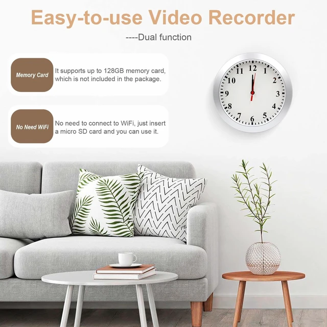 Alt view image 5 of 5 - AiLuce Nanny Cam 1080P HD Clock Hidden Camera Motion Detection Loop Recording Small Video Camera for Office, Indoor Security Camera No WiFi Function