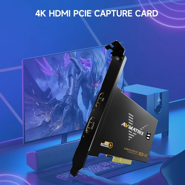 Alt view image 2 of 5 - AVMATRIX VC12-4K PCIE Capture Card 4k for Game Livestream and Record