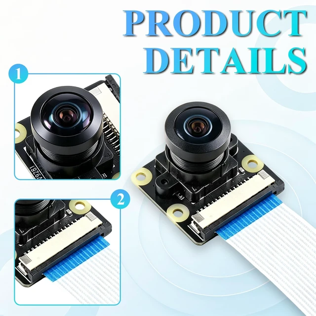 Alt view image 2 of 5 - 2PCS 120fps Monochrome Global Shutter Camera Module, 1MP OV9281 Sensor with 160 Ultra Wide Angle Lens,Compatible with Raspberry Pi 5 / 4B / 3B+ / 3B / Zero
