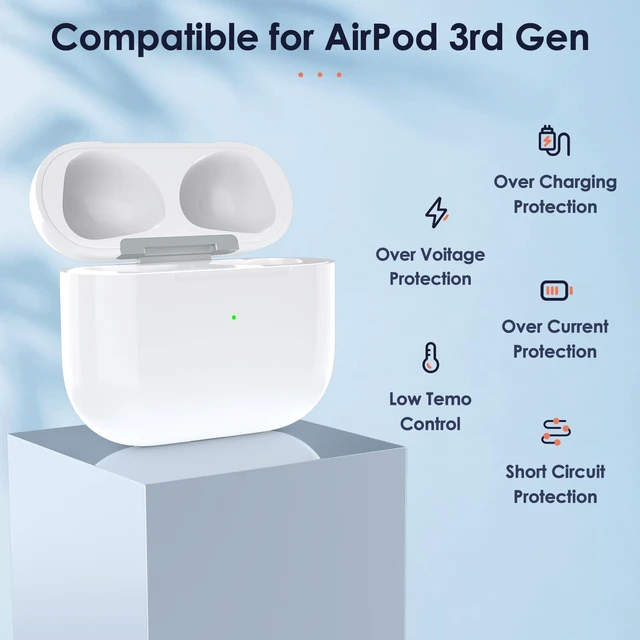 Alt view image 2 of 5 - Wireless Charging Case Replacement Compatible with AirPod 3rd Generation