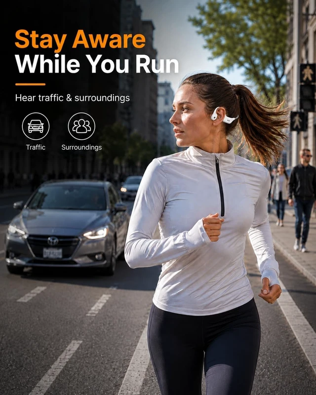 Alt view image 2 of 5 - KLKE Open-Ear Bone Conduction Headphones Bluetooth Running Sports Headset