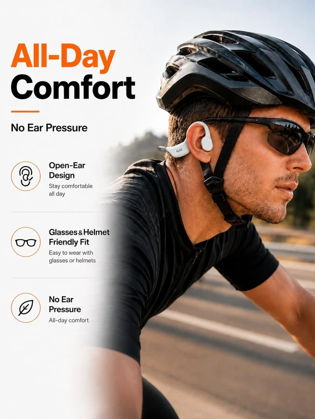 Alt view image 4 of 5 - KLKE Open-Ear Bone Conduction Headphones Bluetooth Running Sports Headset