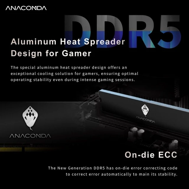 Alt view image 4 of 5 - MINPO ANACOMDA DDR5 6000MHz CL38 Gaming RAM 16GB Black, Intel XMP 3.0 Ready, AMD EXPO Compatible, High-Performance Overclocking UDIMM, Made in Taiwan