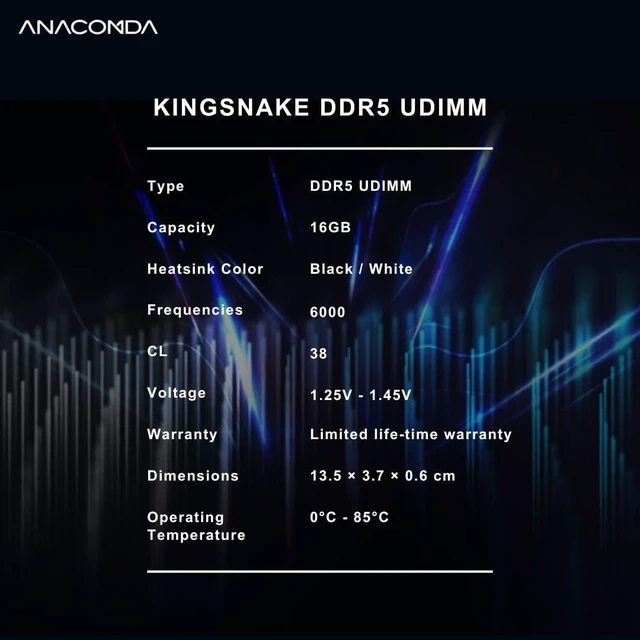 Alt view image 5 of 5 - MINPO ANACOMDA DDR5 6000MHz CL38 Gaming RAM 16GB Black, Intel XMP 3.0 Ready, AMD EXPO Compatible, High-Performance Overclocking UDIMM, Made in Taiwan