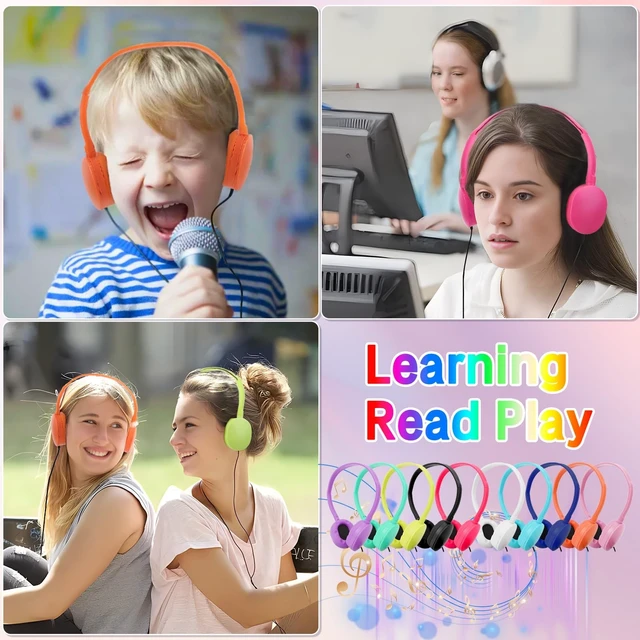 Alt view image 4 of 4 - ZXQZYM 20 Pack Bulk Headphones for Classroom, Wired 3.5mm Jack Mixed Colors