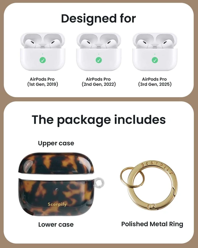 Alt view image 3 of 5 - SCORPIFY for AirPods Pro 3 Case (3rd Generation, 2025) with Keychain, Compatible with Apple AirPod Pro 3, Cute Protective Hard Shell Cover, Wireless Charging Earbuds Case for Women -