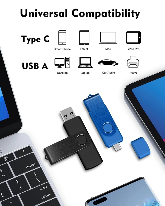 Alt view image 2 of 5 - 64GB USB C Thumb Drive, AreTop USB 2.0 Dual Flash Drive 64GB USB Drive