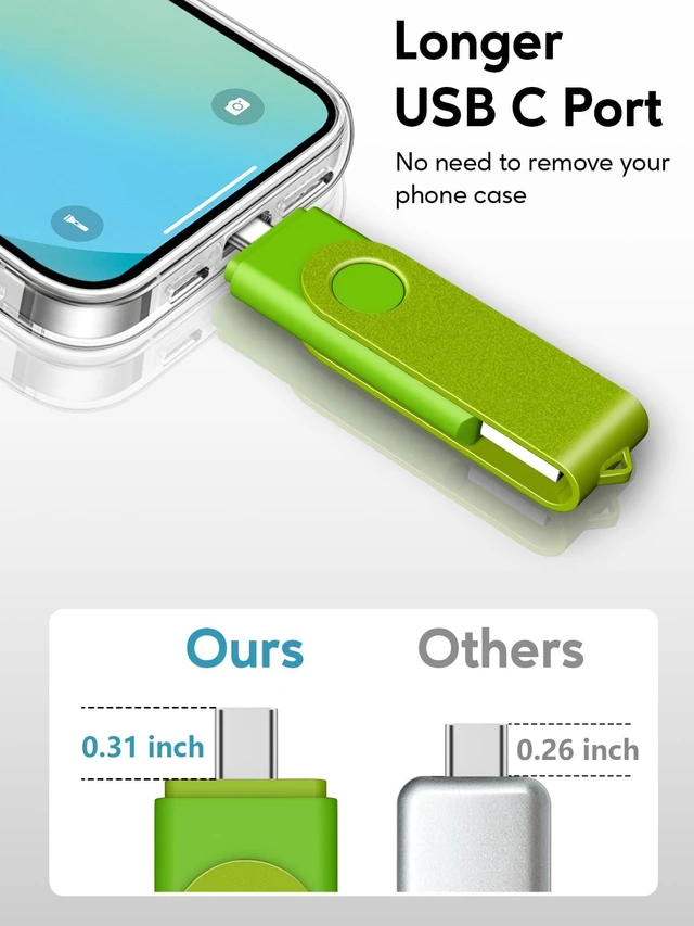 Alt view image 5 of 5 - 64GB USB C Thumb Drive, AreTop USB 2.0 Dual Flash Drive 64GB USB Drive
