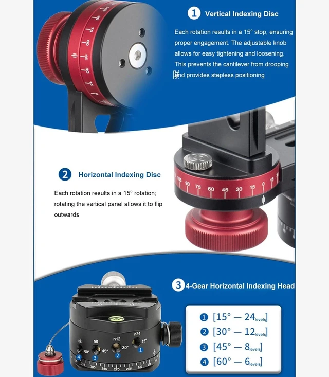 Alt view image 5 of 5 - Serounder 720 Panoramic Gimbals, 3D Camera Gimbal Tripod Head with 33lb Load Capacity VR Photography Equipment Tripod Stand Head for DSLR Live Streaming Camera Stabilizer