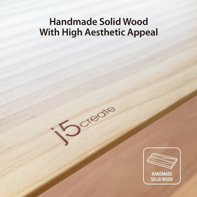 Alt view image 3 of 5 - j5create Premium Monitor Stand, Made with Elegant Wood and Sleek Aluminum