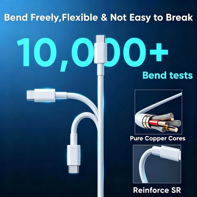 Alt view image 2 of 5 - 6 Inch Short USB A to USB C Cable 10 Pack, 0.5ft USB-C Fast Charging Cord