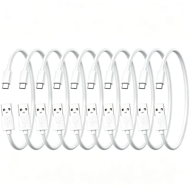 Main image of 6 Inch Short USB A to USB C Cable 10 Pack, 0.5ft USB-C Fast Charging Cord
