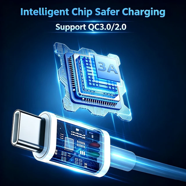 Alt view image 3 of 5 - 6 Inch Short USB A to USB C Cable 10 Pack, 0.5ft USB-C Fast Charging Cord
