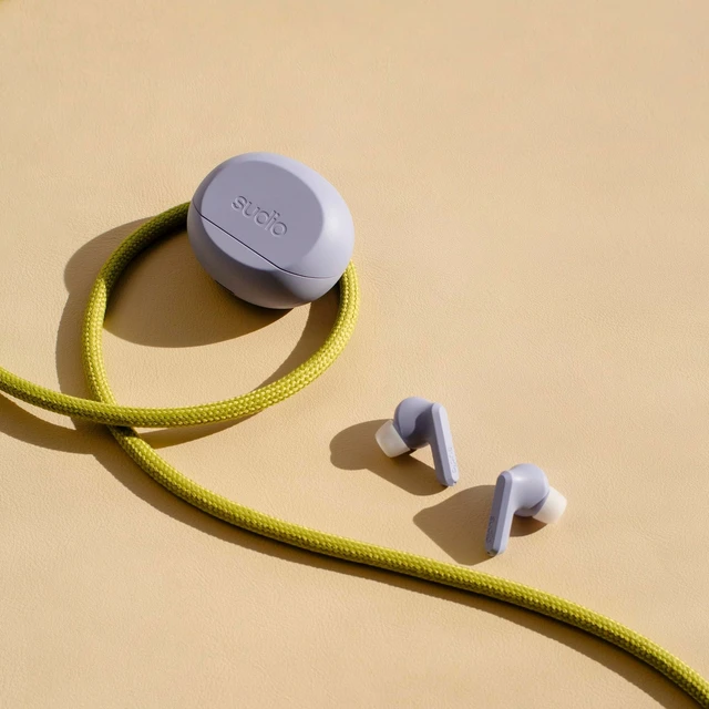 Alt view image 3 of 5 - Sudio A3 Pro Noise Cancelling Earbuds 25H Playtime, ANC, Multipoint Bluetooth 5.4, Clear Calls, IPX4 Sweat & Splash Resistant, USB-C Charging, Made from Recycled Plastics (Purple)