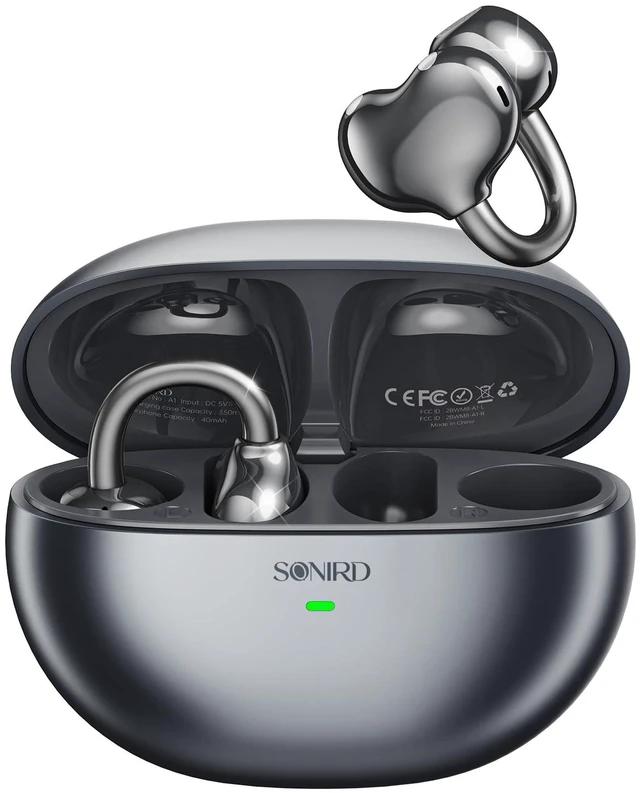 Main image of SONIRD Clip-On Earbuds,Open-Ear Wireless Headphones,40H Playtime,ENC,Black
