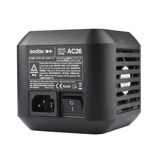 Alt view image 3 of 5 - GODOX AC-26 Adapter for Godox AD600ProII AD600Pro AD800Pro Outdoor Flash Strobe Monolight,Compatible for Flashpoint XPLOR 600 Pro/XPLOR 600 PRO II/XPLOR 800 Pro,AC-100-240V-50/60Hz 7.2A