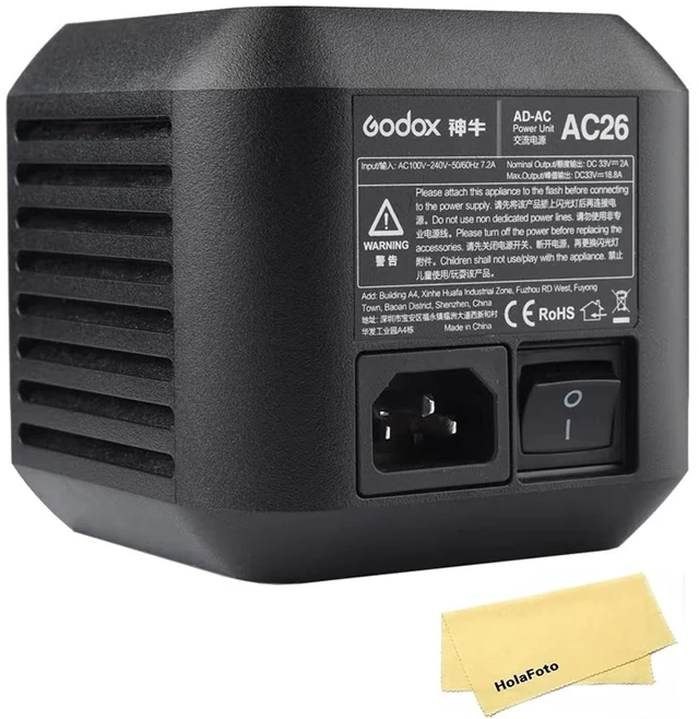 Main image of GODOX AC-26 Adapter for Godox AD600ProII AD600Pro AD800Pro Outdoor Flash Strobe Monolight,Compatible for Flashpoint XPLOR 600 Pro/XPLOR 600 PRO II/XPLOR 800 Pro,AC-100-240V-50/60Hz 7.2A