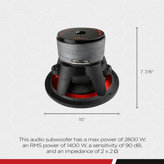 Alt view image 4 of 5 - Audiopipe TXX-BDC4-15D2 Subwoofer Quad Stack 15-inch 2,800 Watt High Performance Powerful Dual 2 Ohm DVC Vehicle Car Audio Subwoofer Speaker System, Black