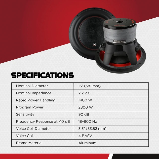 Alt view image 5 of 5 - Audiopipe TXX-BDC4-15D2 Subwoofer Quad Stack 15-inch 2,800 Watt High Performance Powerful Dual 2 Ohm DVC Vehicle Car Audio Subwoofer Speaker System, Black