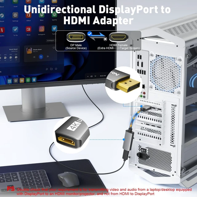 Alt view image 5 of 5 - RUUPRRN 4K@60Hz 5-Pack Display Port to HDMI Adapter, Unidirectional