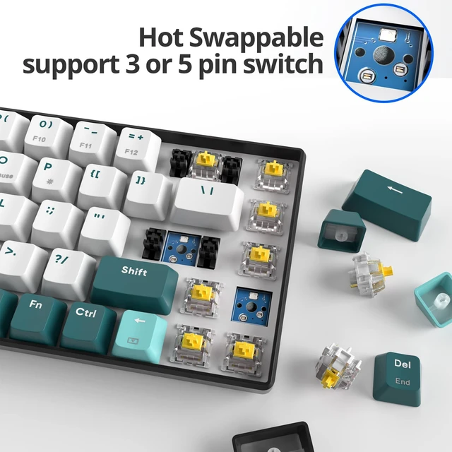 Alt view image 4 of 5 - Owpkeenthy 65% Wireless Mechanical Keyboard for Win Mac(68 Forest)