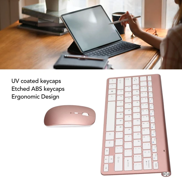 Alt view image 2 of 5 - Jectse Keyboard Mouse Combo, 78 Keys Ultra Slim Portable Ergonomic Keyboard with Mouse Computer Keyboard Mouse for Laptop (Rose Gold)