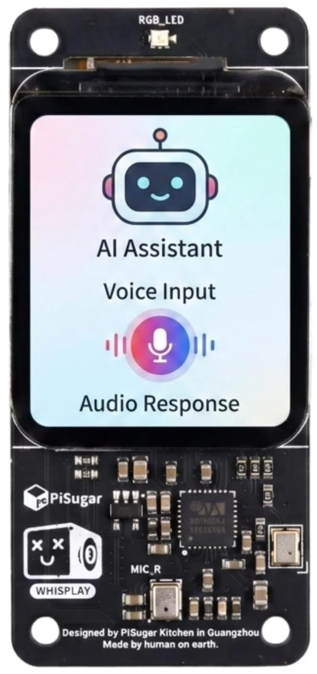 Main image of PiSugar Whisplay HAT for Raspberry Pi Zero 2 W, Zero WH & Pi 5:1.69" LCD Display Screen, Audio Expansion Board with Dual Microphones, Speaker & Codec, Voice Assistant & Smart Speaker Projects