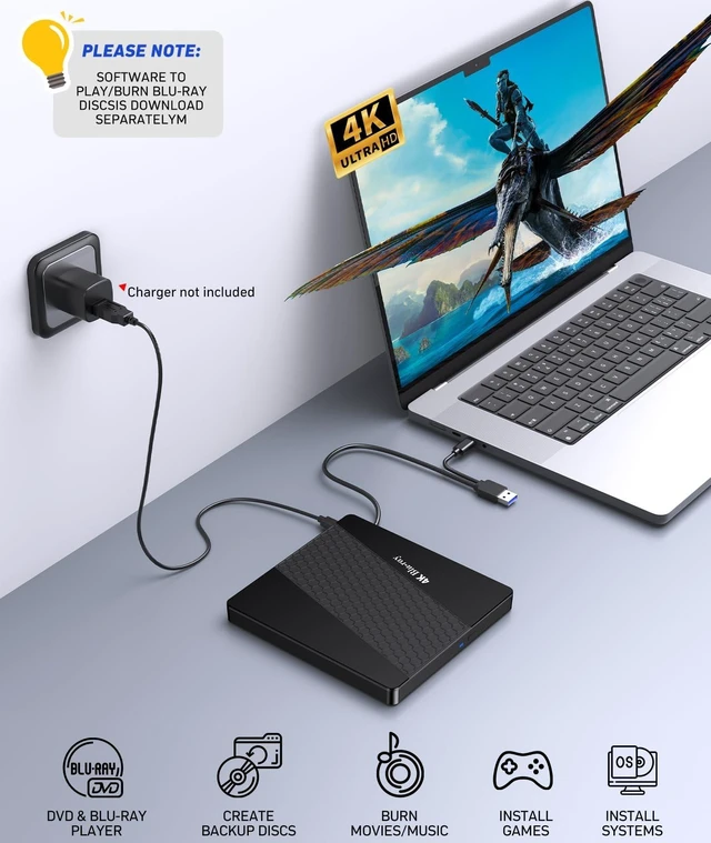 Alt view image 4 of 5 - XRTFORE External 4k Blu Ray Drive for Pc,Portable 4k UHD Blu Ray Player,SD/TF Port with Carry Case, USB 3.0 HD Blu-Ray Player,DVD+/-RW External Optical Drive for MacBook Pro Windows Laptop