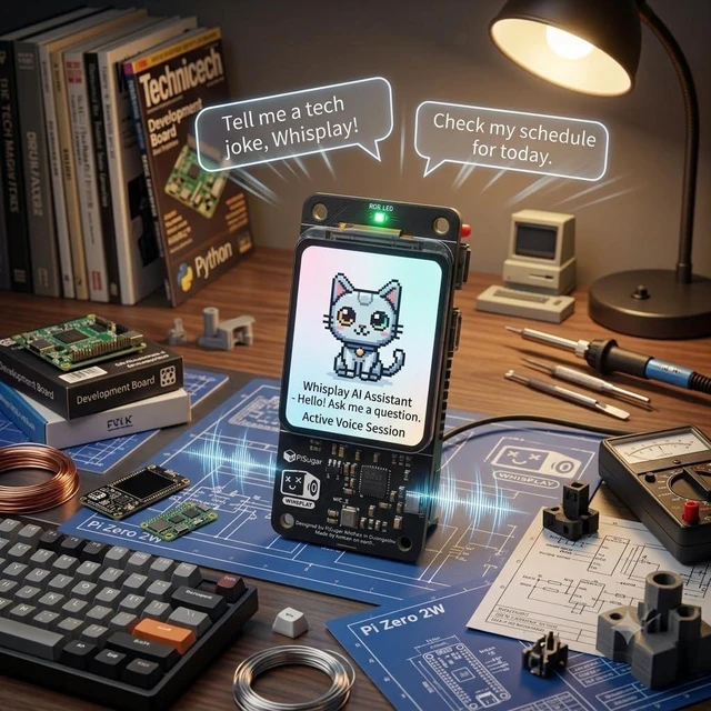 Alt view image 5 of 5 - PiSugar Whisplay HAT for Raspberry Pi Zero 2 W, Zero WH & Pi 5:1.69" LCD Display Screen, Audio Expansion Board with Dual Microphones, Speaker & Codec, Voice Assistant & Smart Speaker Projects