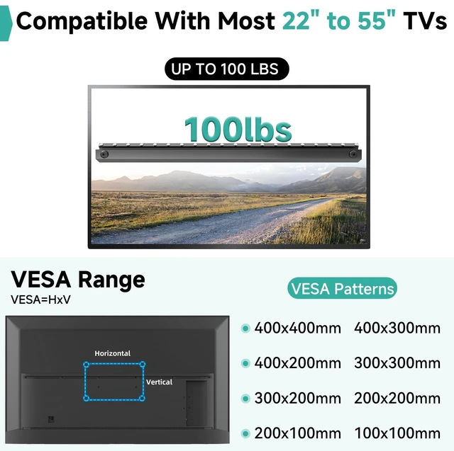 Alt view image 3 of 5 - No Drill TV Wall Mount for 22 to 55 inch TVs, Drywall Smart TV Bracket