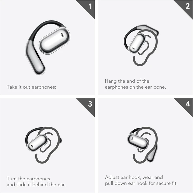 Alt view image 5 of 5 - CoolJumper Open Ear Headphone Bluetooth 6.1 Earphone with Hook