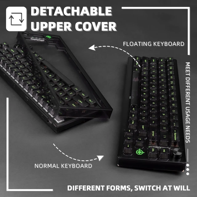 Alt view image 2 of 5 - 65% Hot-Swapped Wired Mechanical Gaming Keyboard with Coiled Cable-Black