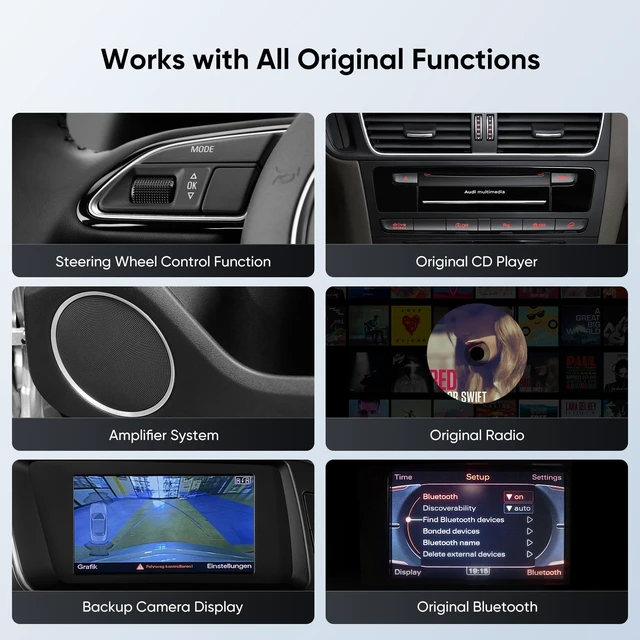 Alt view image 4 of 5 - 12.3-inch Car Stereo for Audi Q5 2009-2017 with Multimedia System, Android Auto Wireless CarPlay Bluetooth Upgrade Factory Radio Player Replacement IPS Touch Screen