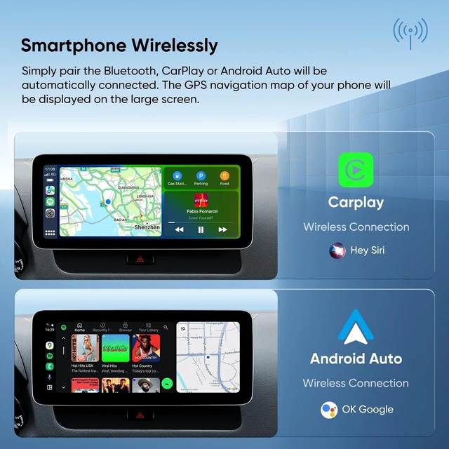 Alt view image 3 of 5 - 12.3-inch Car Stereo for Audi Q5 2009-2017 with Multimedia System, Android Auto Wireless CarPlay Bluetooth Upgrade Factory Radio Player Replacement IPS Touch Screen