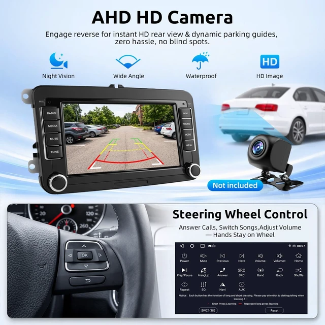 Alt view image 5 of 5 - ESSGOO Android15 4+64G Wireless CarPlay Androidd Auto Autoradio for VW Golf