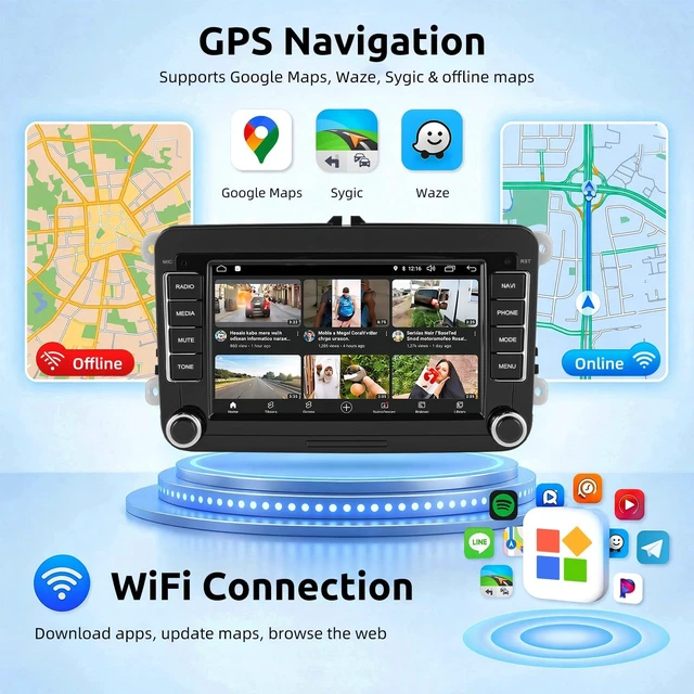 Alt view image 4 of 5 - ESSGOO Android15 4+64G Wireless CarPlay Androidd Auto Autoradio for VW Golf
