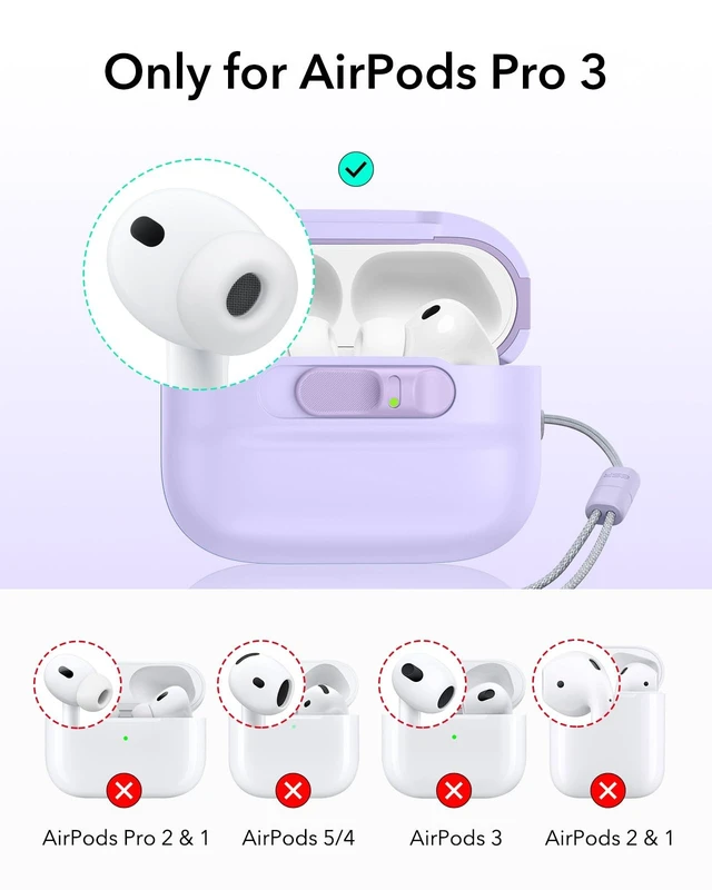 Alt view image 2 of 5 - ESR for AirPods Pro 3 Case (2025), Compatible with MagSafe, Purple
